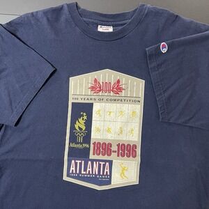 Vintage Champion Atlanta Olympics 1996‎ Tshirt Blue Size XL 1992